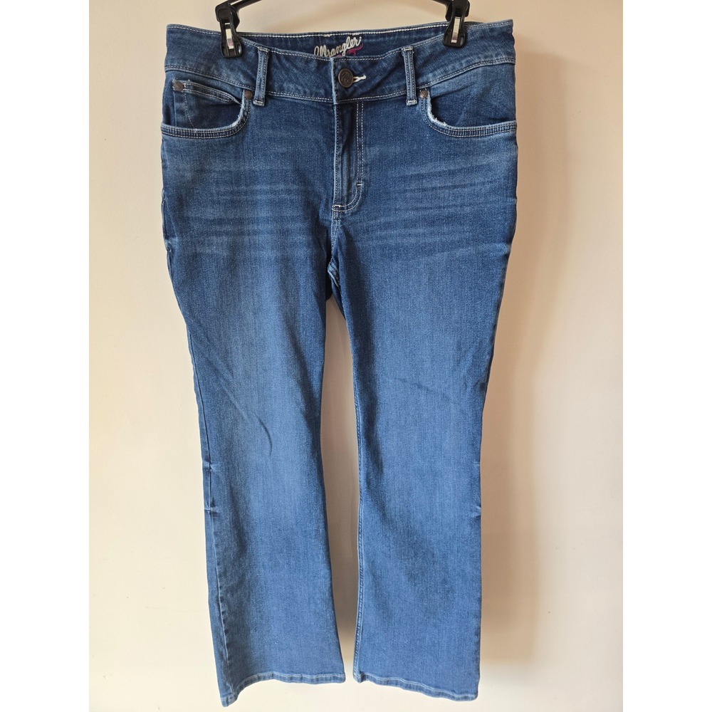 Wrangler Womens Boot Cut Medium Wash Embroidered Pocket Jeans‎ 11x32
